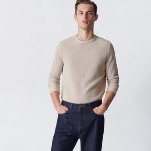 Zara MEN'S TEXTURED OTTOMAN SWEATER Beige